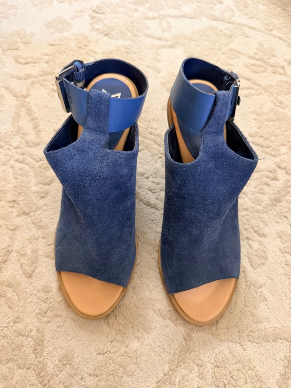 Marc Fisher Navy Suede Open-Toe Ankle Strap Sandals Size 8